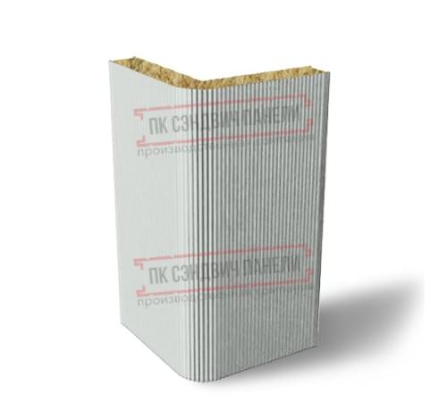 Угловая сэндвич-панель вертикальная из минеральной ваты, 0.5/0.5, ширина 1000 мм, толщина 10 мм, RAL7035 Угловая сэндвич-панель вертикальная из минеральной ваты, 0.5/0.5, ширина 1000 мм, толщина 10 мм, RAL7035