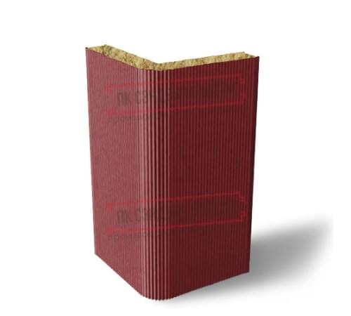 Угловая сэндвич-панель вертикальная из минеральной ваты, 0.5/0.5, ширина 1200 мм, толщина 20 мм, RAL3011