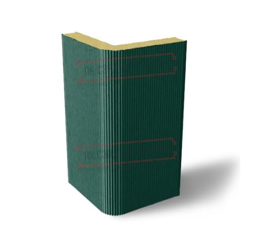 Угловая сэндвич-панель вертикальная из пенополиуретана, 0.5/0.5, ширина 1000 мм, толщина 50 мм, RAL6005 Угловая сэндвич-панель вертикальная из пенополиуретана, 0.5/0.5, ширина 1000 мм, толщина 50 мм, RAL6005