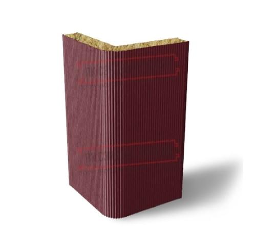 Угловая сэндвич-панель вертикальная из минеральной ваты, 0.5/0.5, ширина 1000 мм, толщина 10 мм, RAL3005