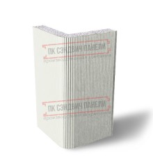 Угловая сэндвич-панель вертикальная из пенополистирола, 0.5/0.5, ширина 1000 мм, толщина 200 мм, RAL9003