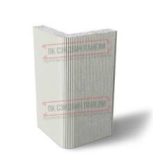 Угловая сэндвич-панель вертикальная из пенополистирола, 0.5/0.5, ширина 1200 мм, толщина 50 мм, RAL9002