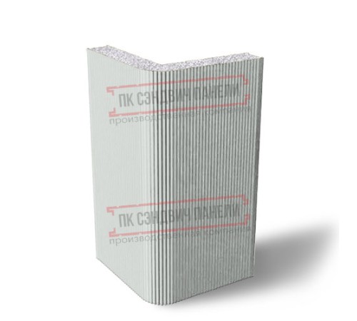 Угловая сэндвич-панель вертикальная из пенополистирола, 0.5/0.5, ширина 1000 мм, толщина 200 мм, RAL7047 Угловая сэндвич-панель вертикальная из пенополистирола, 0.5/0.5, ширина 1000 мм, толщина 200 мм, RAL7047
