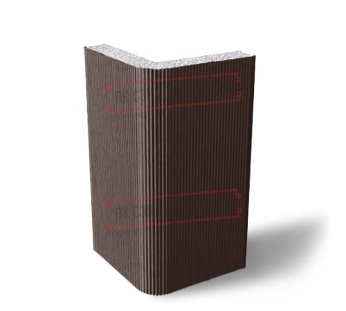 Угловая сэндвич-панель вертикальная из пенополистирола, 0.5/0.5, ширина 1000 мм, толщина 100 мм, RAL8017 Угловая сэндвич-панель вертикальная из пенополистирола, 0.5/0.5, ширина 1000 мм, толщина 100 мм, RAL8017