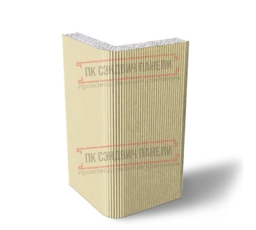 Угловая сэндвич-панель вертикальная из пенополистирола, 0.5/0.5, ширина 1200 мм, толщина 175 мм, RAL1014 Угловая сэндвич-панель вертикальная из пенополистирола, 0.5/0.5, ширина 1200 мм, толщина 175 мм, RAL1014