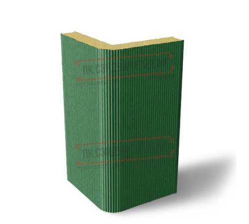 Угловая сэндвич-панель вертикальная из пенополиуретана, 0.5/0.5, ширина 1200 мм, толщина 100 мм, RAL6002 Угловая сэндвич-панель вертикальная из пенополиуретана, 0.5/0.5, ширина 1200 мм, толщина 100 мм, RAL6002