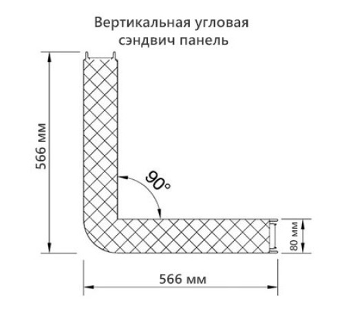 Угловая сэндвич-панель вертикальная из пенополиуретана, 0.5/0.5, ширина 1200 мм, толщина 80 мм, RAL6002 Угловая сэндвич-панель вертикальная из пенополиуретана, 0.5/0.5, ширина 1200 мм, толщина 80 мм, RAL6002