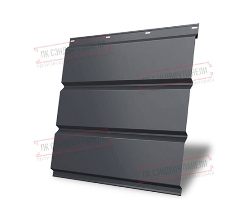 Софит металлический без перфорации 0,5 Satin с пленкой RAL 7024 мокрый асфальт