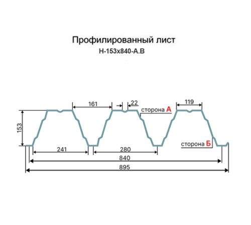 Профнастил Н153-840 RAL8004 Полиэстер-0,8
