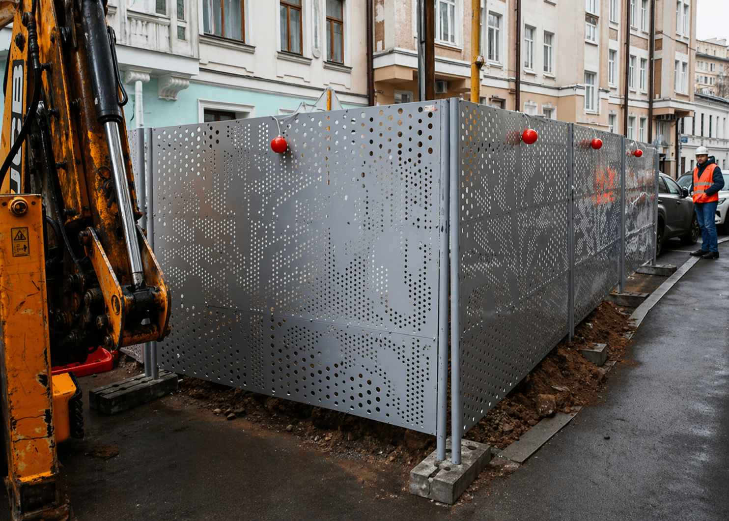 Ограждение строительной площадки из перфорированного листа — объект 2